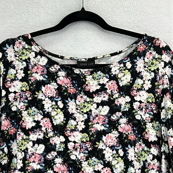J. Jill Wearever 3/4 Sleeve Tee / Top Sz 2X Black Floral Print Rayon/Spandex EUC - Picture 3 of 10